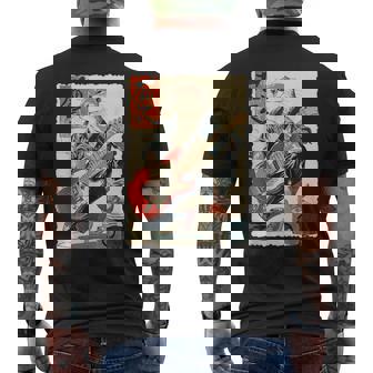 面白い 漫画 アニメ 日本美術 カワウソ ギターを弾く ロック メンズTシャツ バックプリント - Kawaiitshirt