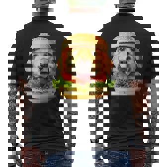 面白いtシャツ ゴールデンレトリバー 犬 ハンバーガー メンズ グッズ かわいい おもしろ 面白い 服 ネタ メンズTシャツ バックプリント - Kawaiitshirt