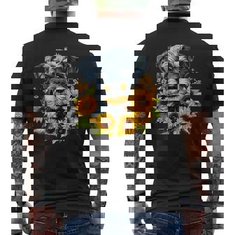 面白いtシャツ シュナウザー ひまわり イヌ メンズ 好き グッズ かわいい おもしろ 面白い 服 ネタ メンズTシャツ バックプリント - Kawaiitshirt