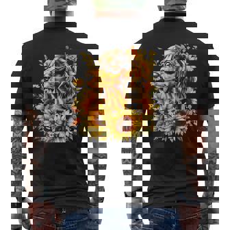 面白いtシャツ ダックスフンド ひまわり わんこ メンズ グッズ かわいい おもしろ 面白い 服 ネタ メンズTシャツ バックプリント - Kawaiitshirt