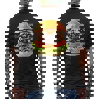 面白いtシャツ パグ 犬 ハンバーガー メンズ 犬好き グッズ かわいい おもしろ 面白い 服 ネタ メンズTシャツ バックプリント - Kawaiitshirt