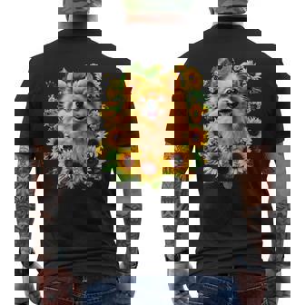 面白いtシャツ ポメラニアン ひまわり わんこ メンズ 犬好き グッズ かわいい おもしろ 面白い 服 ネタ メンズTシャツ バックプリント - Kawaiitshirt