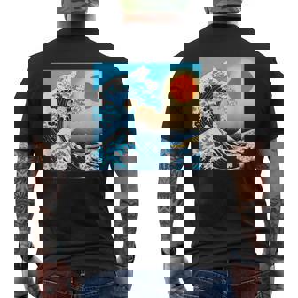 面白いtシャツ 猫 ネコ 浮世絵 海 メンズ 猫好き グッズ おもしろ 面白い 服 ネタ にゃんこ 猫の下僕 メンズTシャツ バックプリント - Kawaiitshirt