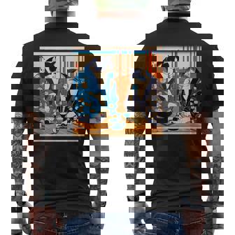 面白いtシャツ 猫 ネコ 酒 メンズ 猫好き グッズ おもしろ 面白い 服 ネタ にゃんこ 猫の下僕 浮世絵 メンズTシャツ バックプリント - Kawaiitshirt