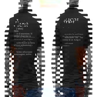 メンズ 面白いvincentの名前の意味 -Incent パーソナライズされた名前 メンズTシャツ バックプリント - Kawaiitshirt