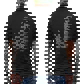 面白いイースター島のモアイ像のロッカーign Of The Horns メンズTシャツ バックプリント - Kawaiitshirt