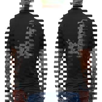 面白いイースター島のラパヌイのモアイ像 サーファーのシャカのサイン メンズTシャツ バックプリント - Kawaiitshirt