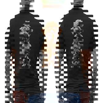 面白いオーケストラ サクソフォン ミュージシャン 落書き 犬 サックス メンズTシャツ バックプリント - Kawaiitshirt