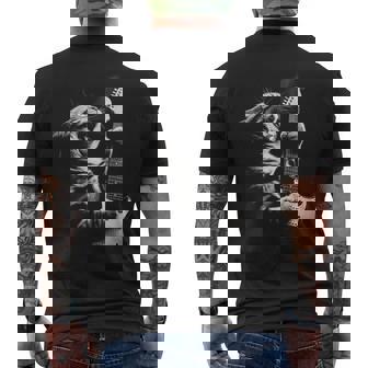 面白いギター 猫 ギターを弾く メンズTシャツ バックプリント - Kawaiitshirt