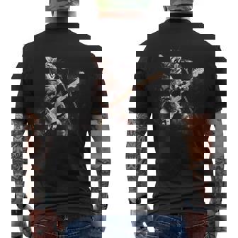 面白いギター猫 エレキギターで遊ぶ ロックスターキャット メンズTシャツ バックプリント - Kawaiitshirt
