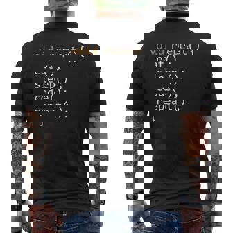 面白いコーディングシャツ Java 再帰 Eat Codeleep Repeat メンズTシャツ バックプリント - Kawaiitshirt