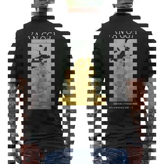 面白いゴッホ ひまわり 猫 ミーム ゴッホ アートグラフィック メンズTシャツ バックプリント - Kawaiitshirt