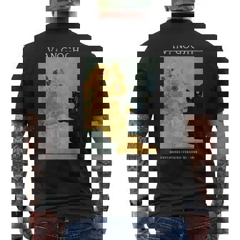 面白いゴッホ ひまわり 猫 ミーム ゴッホ アート メンズTシャツ バックプリント - Kawaiitshirt