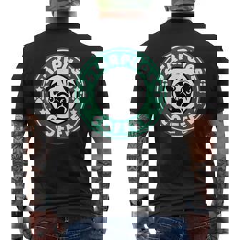 面白いパグ&コーヒー メンズTシャツ バックプリント - Kawaiitshirt