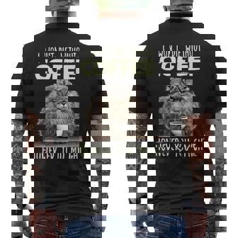 面白いパラス キャット コーヒー ドリンカー T コーヒー愛好家 マヌルネコ メンズTシャツ バックプリント - Kawaiitshirt