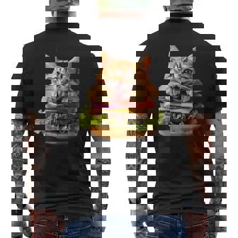 面白いファーストフードハンバーガー愛好家猫猫愛好家 Britishhorthair Burger Cat Food メンズTシャツ バックプリント - Kawaiitshirt