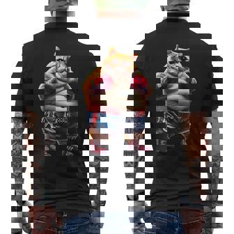面白いボクシング ジム ワークアウト 猫 ボクシング グローブ アニメ ミーム メンズTシャツ バックプリント - Kawaiitshirt