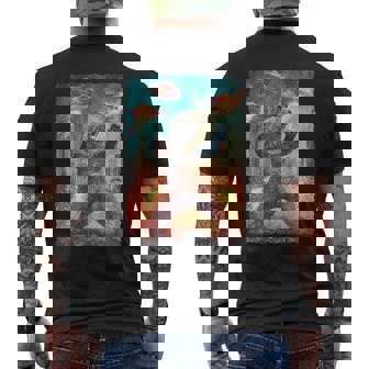 面白いレトロな日本の怪獣モンスターカワウソの自撮り写真東京ufo メンズTシャツ バックプリント - Kawaiitshirt