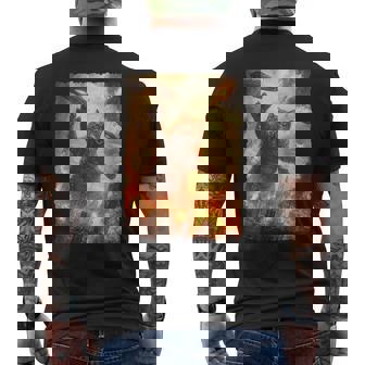 面白いレトロ日本の怪獣モンスター猫セルフィー東京ufo メンズTシャツ バックプリント - Kawaiitshirt