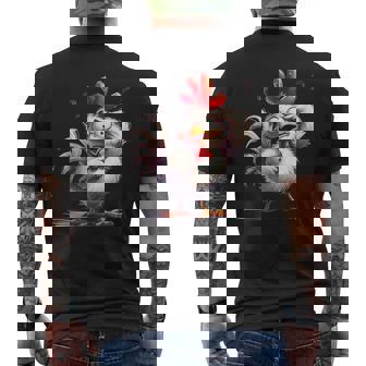 面白い動物、友人や家族のための素晴らしいチキン メンズTシャツ バックプリント - Kawaiitshirt