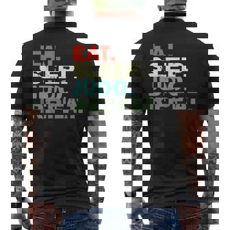 面白い柔道家が寝る柔道を食べる メンズTシャツ バックプリント - Kawaiitshirt