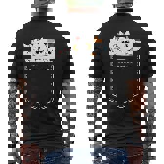 面白い猫 ポケット かわいい カワイイ キティ ラブ キャット ポケット付き メンズTシャツ バックプリント - Kawaiitshirt