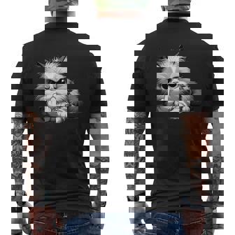 面白い猫 中指 皮肉 いたずらな 発言 メンズTシャツ バックプリント - Kawaiitshirt