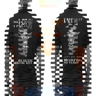 面白い農場の動物 ヤギ好き ただの少年 ヤギが大好きな人 メンズTシャツ バックプリント - Kawaiitshirt