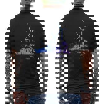 風力発電所 風車 タービン 再生可能エネルギー メンズTシャツ バックプリント - Kawaiitshirt