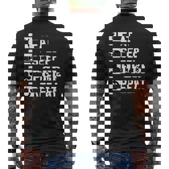 食べる 睡眠 ポーカー リピート トランプ ゲーム ホールデム メンズTシャツ バックプリント - Kawaiitshirt