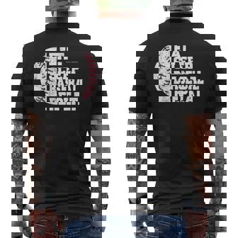 食べる、寝る、野球を繰り返す、野球選手、面白い、野球 メンズTシャツ バックプリント - Kawaiitshirt