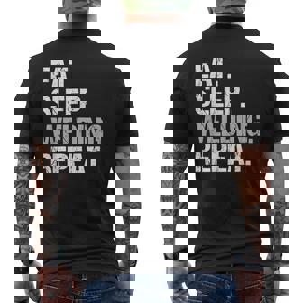 食べる睡眠溶接リピート溶接機 メンズTシャツ バックプリント - Kawaiitshirt