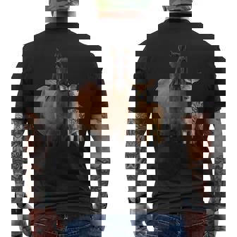 馬 鹿 面白いtシャツ バカ メンズ おもしろ 面白い 服 オリジナル おもしろグッズ ネタ 動物 ウマ シカ メンズTシャツ バックプリント - Kawaiitshirt