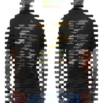 魚の種のトラウトのサーモンのバス釣りの漁師のアングラーのギフト メンズTシャツ バックプリント - Kawaiitshirt