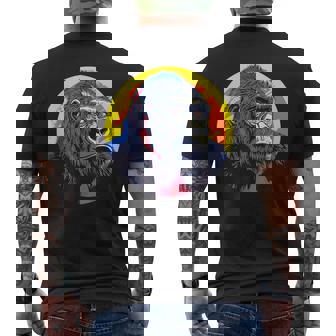 鮮やかなゴリラのイラスト、大胆な色。 メンズTシャツ バックプリント - Kawaiitshirt