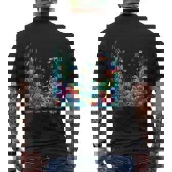 鮮やかなサンゴ礁海洋生物のシーン メンズTシャツ バックプリント - Kawaiitshirt