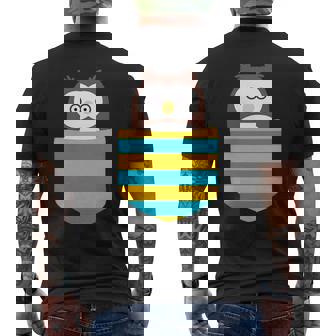 鳥好きのギフト フクロウのフクロウ 胸ポケット付き メンズTシャツ バックプリント - Kawaiitshirt