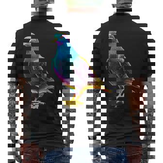 鳩 カラフル 動物 動物園 アートワーク 鳩 メンズTシャツ バックプリント - Kawaiitshirt