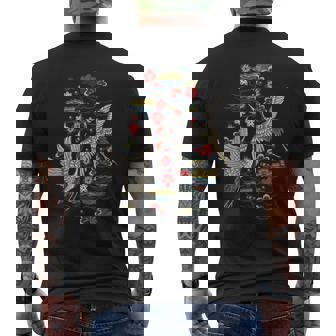 鶴&桜 ヴィンテージ日本刺繍 メンズTシャツ バックプリント - Kawaiitshirt