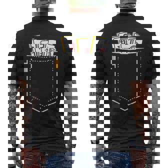 麻雀 牌 ワンポイント ポケット 柄ポケット デザイン かわいい おもしろ 可愛い 麻雀好プレゼント メンズTシャツ バックプリント - Kawaiitshirt