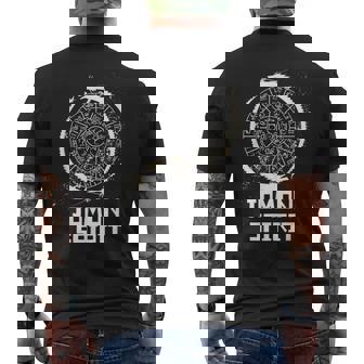 龍体文字 フトマニ図 神代文字 龍神様 縄文 ハニワ かっこいい 開運 言霊 お守り メンズTシャツ バックプリント - Kawaiitshirt