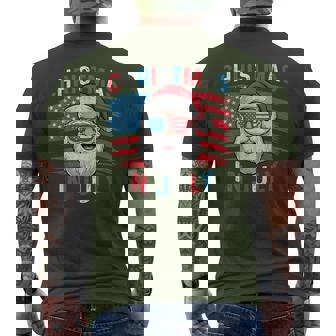 Fourth Of July Christmas Us Flag Sunglasses Santa Xmas 2025 Men's T-shirt Back Print - Monsterry
