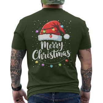 Frohe Weihnachten Lichter Rote Weihnachtsmannmützechnee Xmas Outfit Familie T-Shirt mit Rückendruck - Geschenkecke