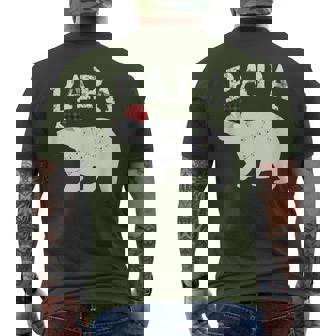 Papa Bear Xmas Buffalo Plaid Lights Matching Family Pajama メンズTシャツ バックプリント - Kawaiitshirt