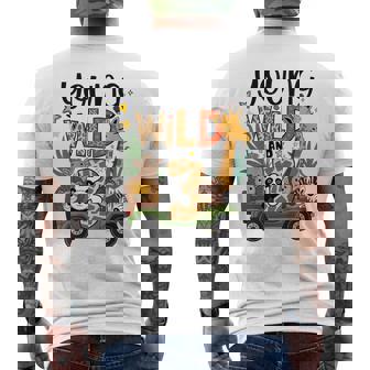 3Rd Birthday Young Wild And Three Safari 3 Year Old Men's T-shirt Back Print - Thegiftio
