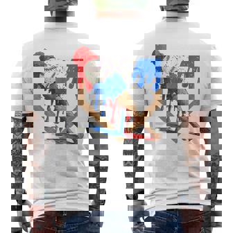 4Th Of July Red White And Blue Baseball Ice Cream Drip Boys Men's T-shirt Back Print - Monsterry