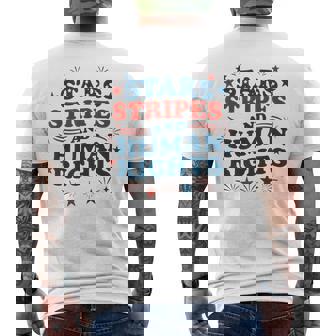 4Th Of July Stars Stripes & Human Rights Women's Rights Men's T-shirt Back Print - Thegiftio UK