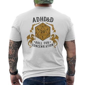 Adhd&D Roll For Concentration Rpg Humor Men's T-shirt Back Print - Thegiftio