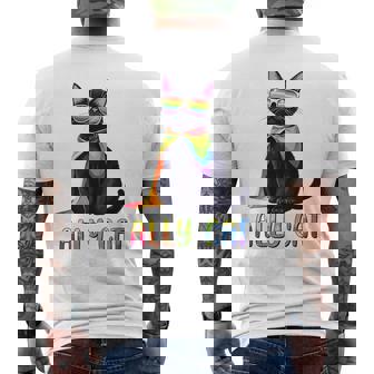 Ally Cat Lgbtゲイプライド月間2025レインボー平等権 メンズTシャツ バックプリント - Kawaiitshirt