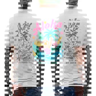 Alohatate Of Mind Camicia Tropicale Con Fiori Di Ibisco E Palme T-shirt da uomo con stampa posteriore - Novitaregali